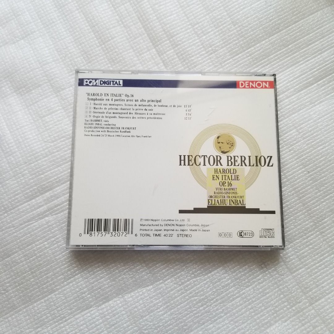 Berlioz - Harold en Italie / Inbal / Denon日本版, 興趣及遊戲, 音樂、樂器& 配件, 音樂與媒體- CD  及DVD - Carousell