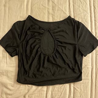 Black Hollow Out Crop Top