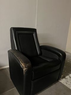 Black leather folding chair