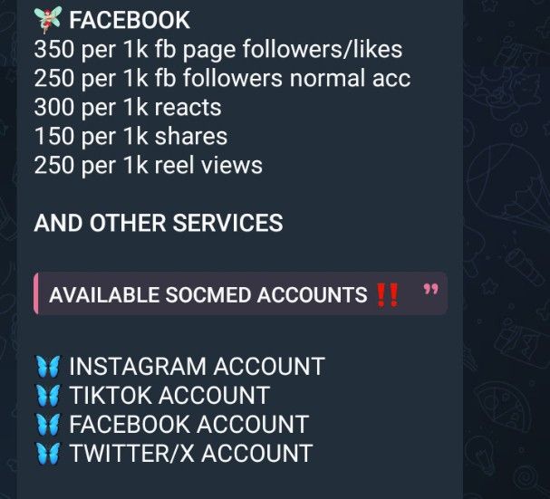 BOOSTING SOCIAL MEDIA ACCOUNTS‼️ (Category: Announcements) located in Manila. Submitted by thiasocmeds.ph (Listing ID 1301692735, Image 2). Description: 📩 welcome to thia socmeds shop ! if you're having a trouble with the engagement of your account, I am here to help you ! I am offering boosting service that will help to gain your audience for your business or personal use ! reminders/notes : — link/username needed only — 101% safe (proven and t