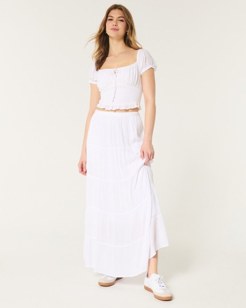 Brand New with Tag Hollister HCO Tiered White Maxi Skirt Flowy Chiffony Lined 5 Tier Trendy FLATTERING Women s Fashion Bottoms Skirts on Carousell