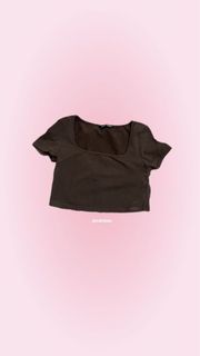 Brown Square Neck Cropped Top