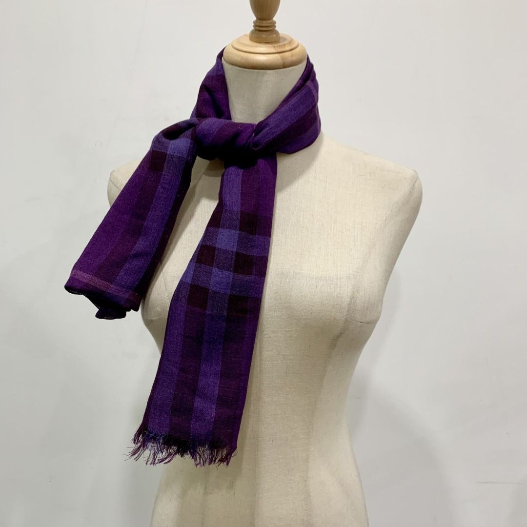 BURBERRY SHAWL PUPLE 51 WOOL 49 SILK SCARF 247018086 WE