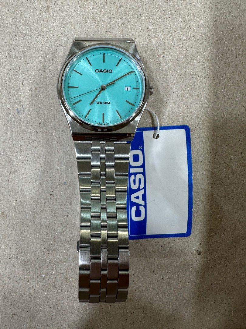 Casio Tiffany MTP-B145D-2A1 (Category: Men's Watches) located in Manila. Submitted by seikowatchfactory (Listing ID 1301683406, Image 2). Description: BNIB 10/10 Model: MTP-B145D-2A1 Price: 3000 pesos Specifications: Size of Case: 40 x 35 x 7.4mm Total Weight: 82g Approx. Battery Life: 3 years on SR621SW Regular Timekeeping 50m Water Resistance Date display Mineral Glass Stainless Steel One-Touch Triple fold clasp Case/Bezel: Two tone Quartz Move