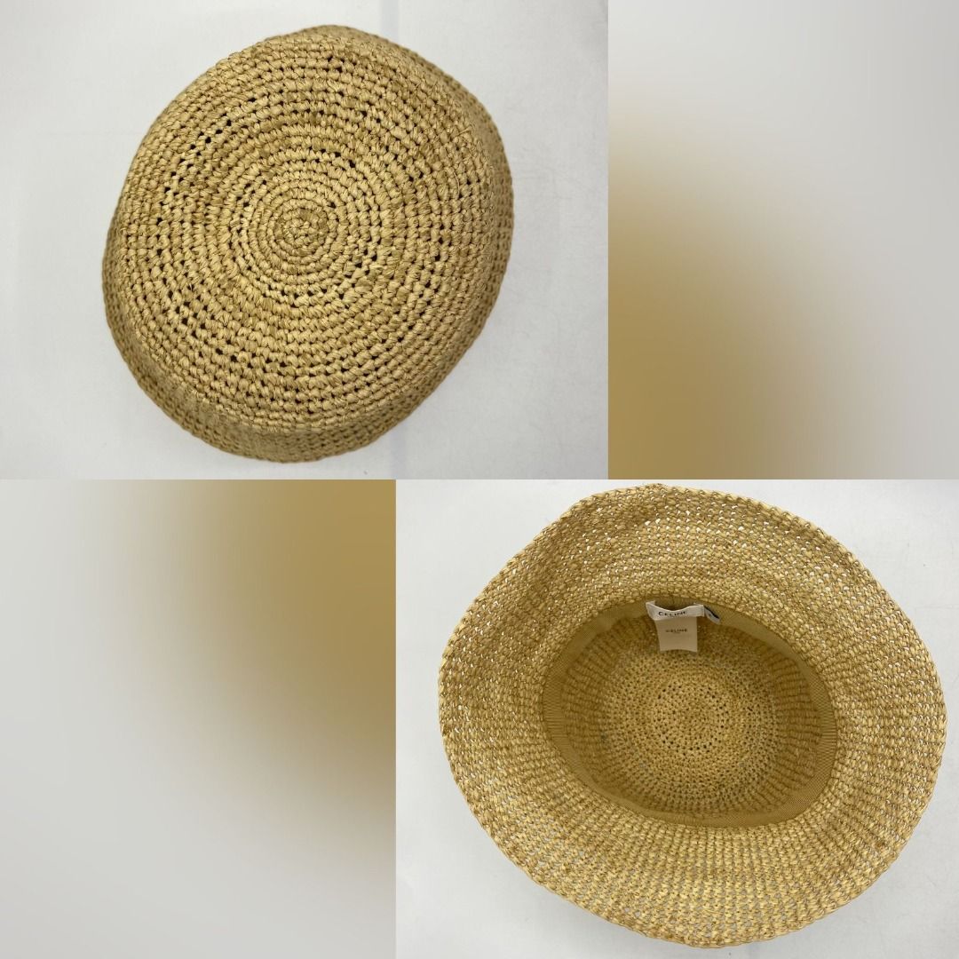 ストローハット CELINE | TRIOMPHE BUCKET HAT IN RAFFIA  2AUP7517Q.02NC triomphe bucket hat in raffia - NATURAL | CELINE