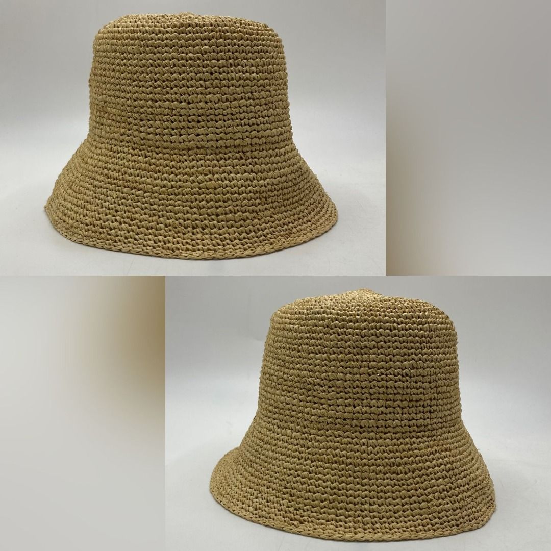CELINE 2AUP7517Q NATURAL/BLACK TRIOMPHE IN RAFFIA M# BUCKET