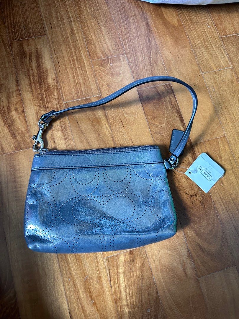 AUTHENTIC Coach silver clutch wristlet bag