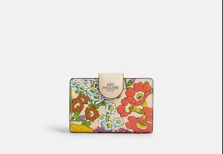 Coach Medium Corner Zip Wallet with Floral Design