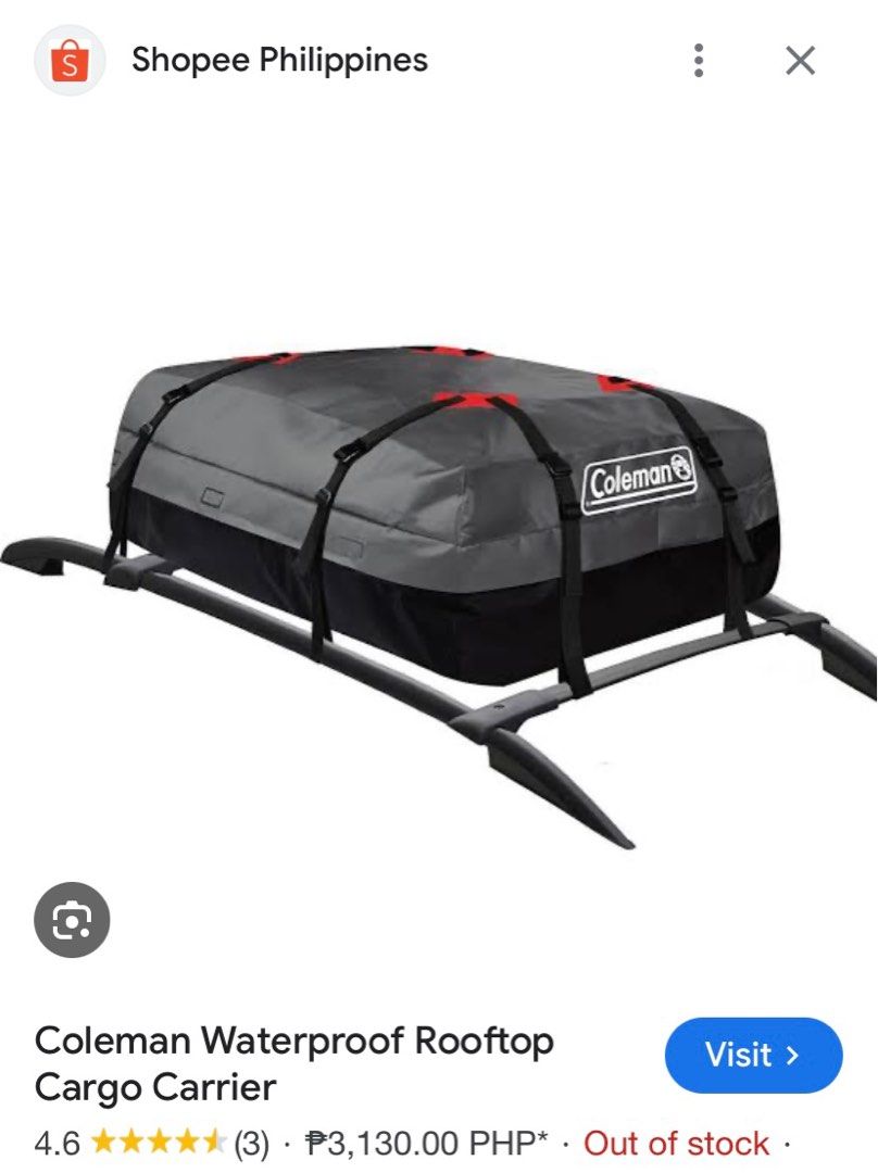 Coleman Waterproof Rooftop Cargo Carrier Car Parts Accessories Other Automotive Parts and Accessories on Carousell