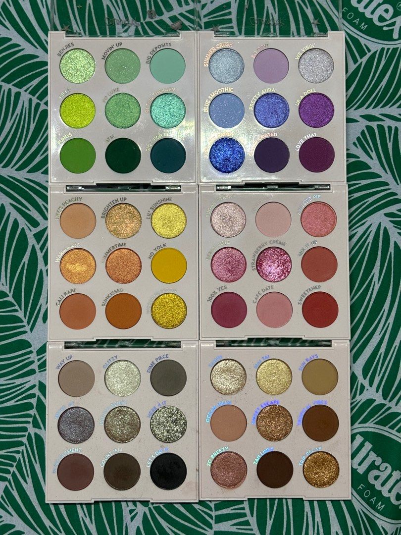 colourpop 9 pressed powder eyeshadow palette vault (Category: Makeup) located in Makati City. Submitted by declutteringyk (Listing ID 1301729345, Image 2). Description: inclusions: pink drink, sunny dazd, new money, sweet vibes, island vacay, extra coin ₱600 each, take all ₱3,000.