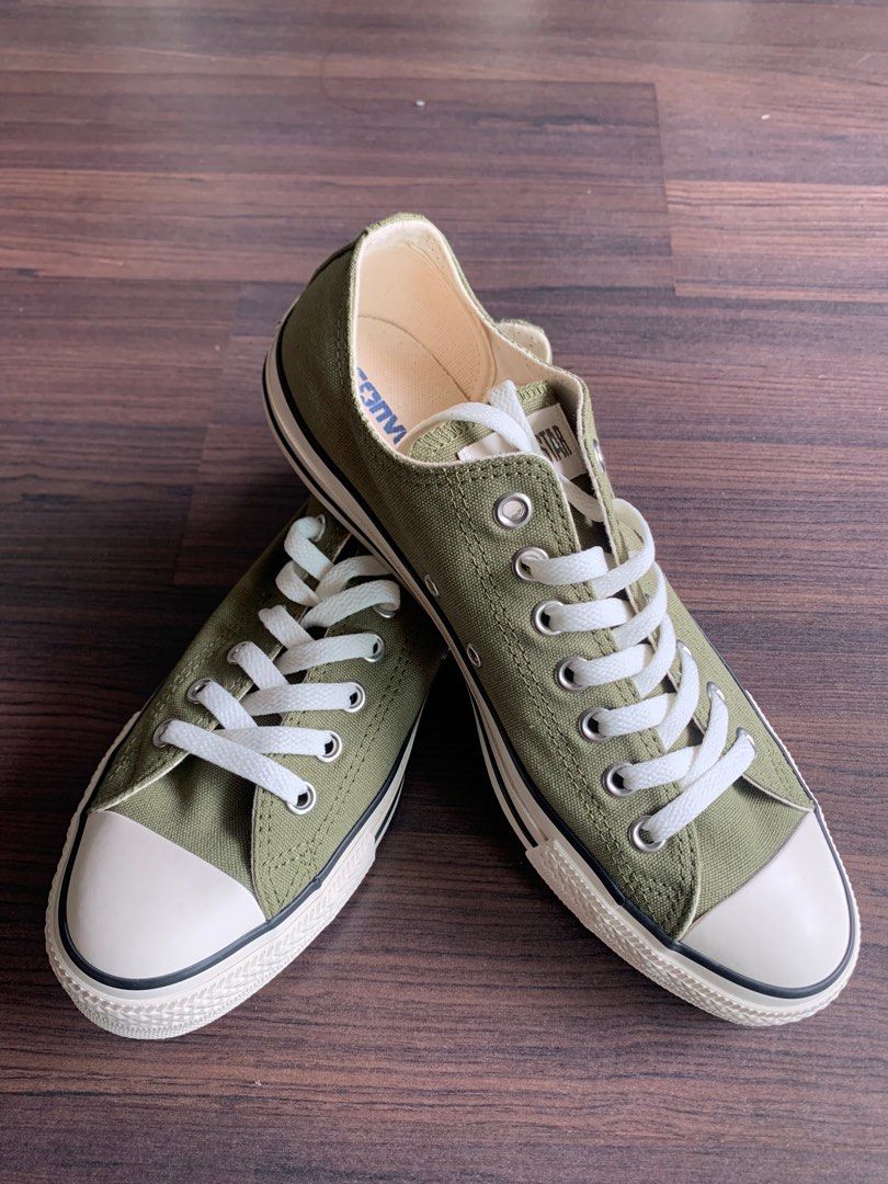 Converse White Animal Print USA 7.5 JPN 26 Green Khaki USA 8.5 JPN 27 Low Cut Shoes