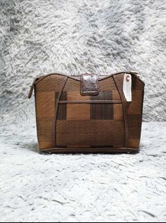 Dark Brown Zipper Leather Clutch Bag