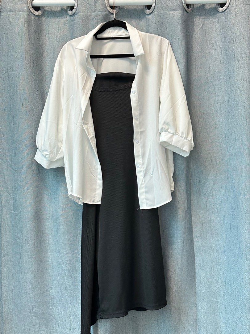 Dress with white blouse Women s Fashion Dresses Sets Dresses on Carousell