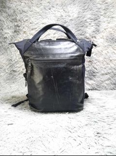 DSBK Black Zipper Leather Backpack Bag