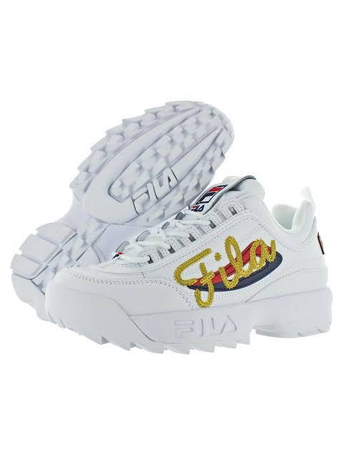 Fila Womens Disruptor 2 Gold Signature Sneakers Eur36 Women s Fashion Footwear Sneakers on Carousell