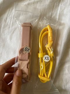 Furry Pet Co collars in pink and yellow XS