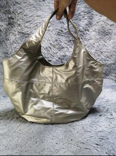 Gold Synthetic Leather Hobo Bag