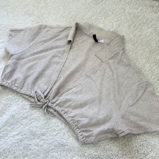 H&M linen collared cover-up shirt (self tie cropped top)