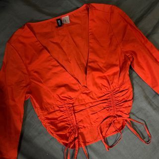 H&M Red Cropped Longsleeve