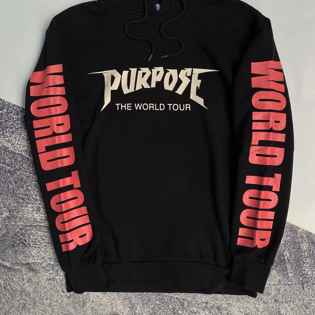 Hoodie Justin Bieber Purpose tour x H M Black Original 100 Fesyen Pria Pakaian Baju Luaran di Carousell