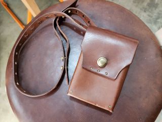 Initial leather belt pouch bag