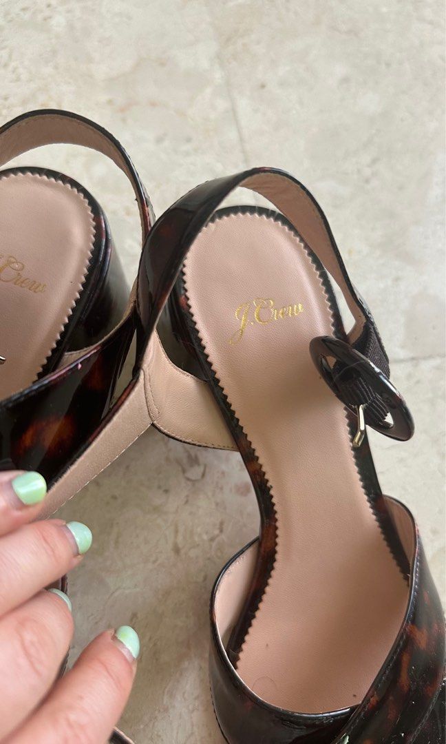 J Crew Tortoise Penny sandals Women s Fashion Footwear Sandals on Carousell