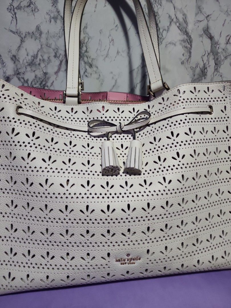 Kate spade hayes perforated tote bright white