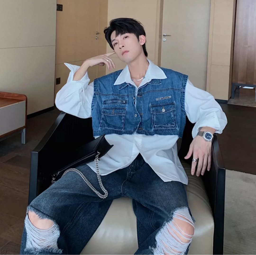 Denim shirt kpop outlet