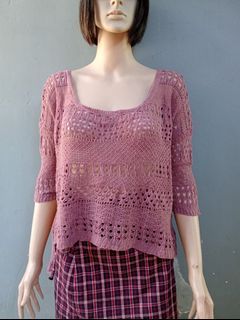 L: DECREE crochet knitted top cover up