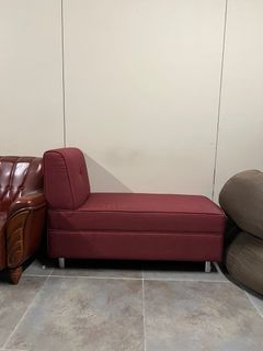 L-Shape Red Fabric Couch