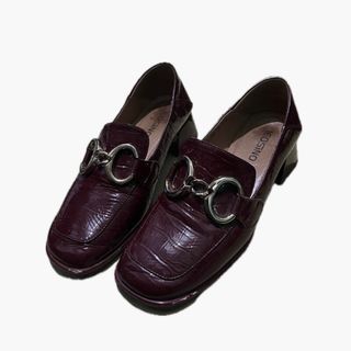 Maroon Red Leatherette Loafers