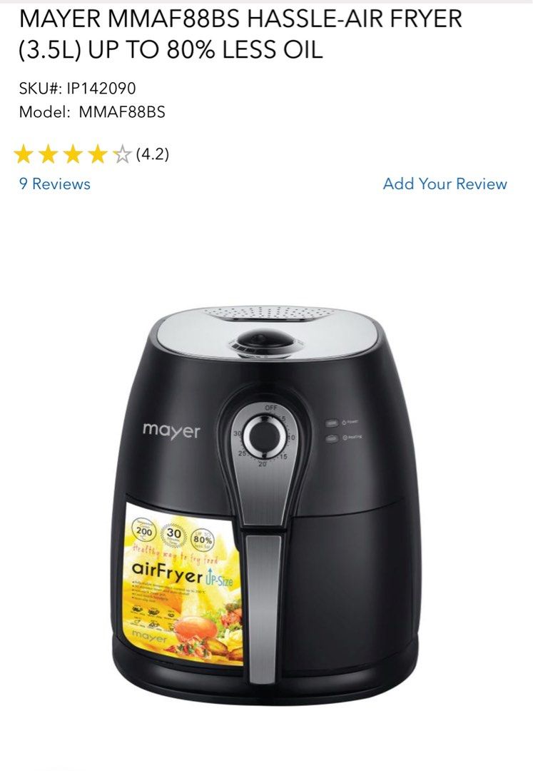 BNIB Mayer Air Fryer 3.5l TV Home Appliances Kitchen Appliances Fryers on Carousell
