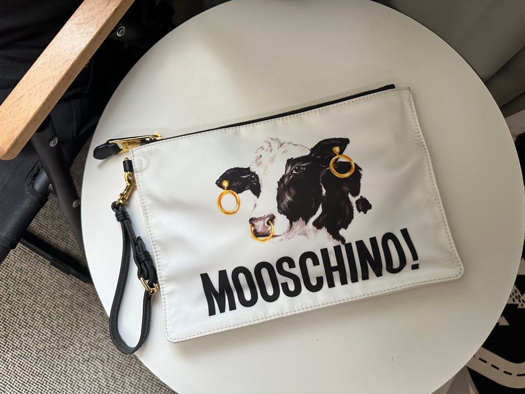 Moschino white clutch sales