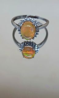 Natural Rainbow White Opal Ring S925