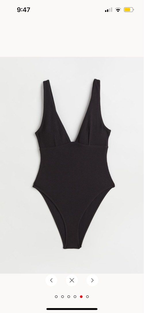 NEW H M one piece high leg swimwear swimsuit in black Women s Fashion Swimwear Bikinis Swimsuits on Carousell