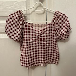 Pink Checked Crop Top