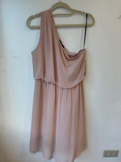 Pink one shoulder cocktail dress (L)