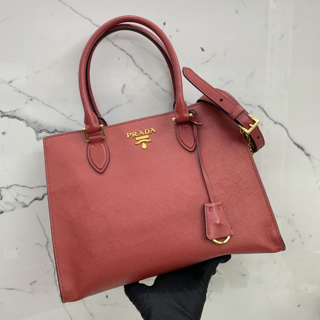 DISCOUNTED* PRADA 1BA118 RED SAFFIANO GHW 2WAY SHOULDER BAG 