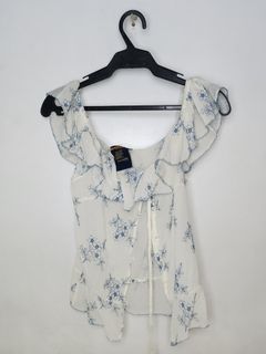 ralph lauren sheer babydoll floral sheer blouse top