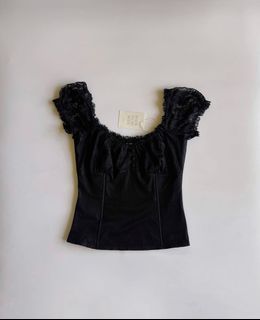 rare camaieu boned corset milkmaid lace top goth grunge alt