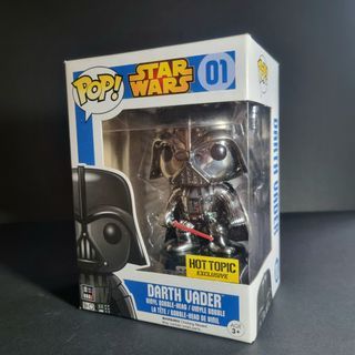 Rare: Star Wars: Darth Vader 01, CHROME, First Edition Box, Hot Topic Exclusive Funko Pop Collectible