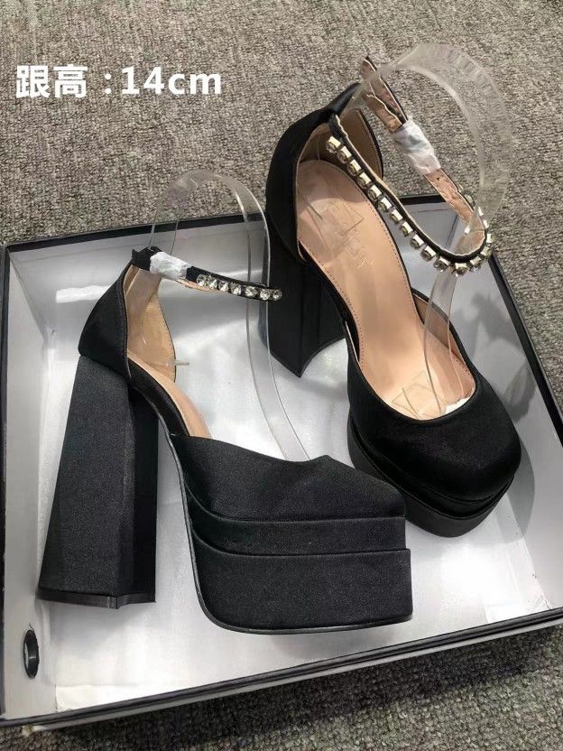 Readystock diamond rhinestone bling black chunky high heels platform Women s Fashion Footwear Heels on Carousell