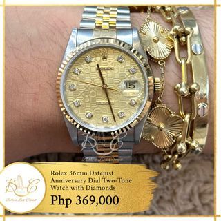 Rolex 36mm Datejust Anniversary Dial Two-Tone Watch with Diamonds 16233
