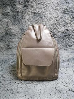 Rose Gold Zipper Leather Backpack Bag