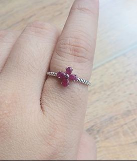 Ruby flower and half eternity ring