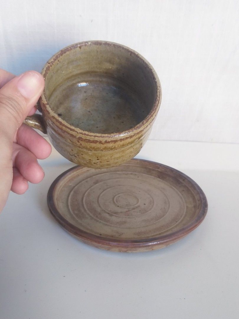Rustic stoneware mug and saucer (Category: Coffee & Tea Tableware) located in Cavite. Submitted by wishie_collects (Listing ID 1301730271, Image 3). Description: stoneware mug and saucer set.