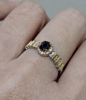 S925 Blue Sapphire Engagement Ring