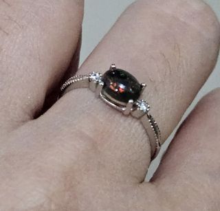 S925 Black Opal Stone Simple Ring 3