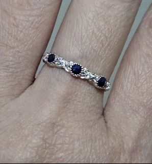 S925 Blue Sapphire Stone Promise Ring