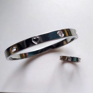 Engraved Love Heart Bracelet with Swarovski Crystals Silver